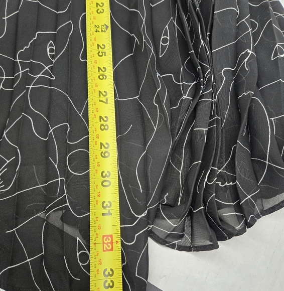 Monki Black Patterned Art Pleated Maxi Skirt S - Picture 5 of 6